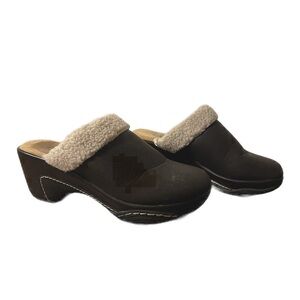 Cliff women’s brown Faux Fur Lined Mules Clogs shoes